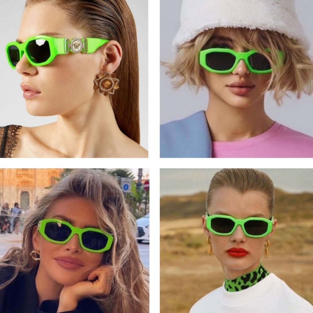 VERSACE’S GREEN SUNNIES ARE 2024 FASHION’S TOP COLOR AGAIN FOR SUNGLASSES!